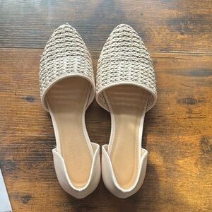 Women's Cream Woven Flats